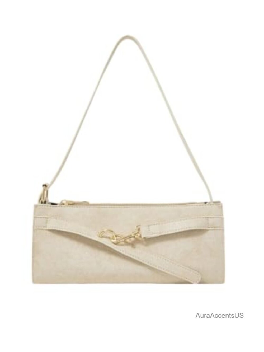 Faux Suede Shoulder Bag Vintage Handbag Square Clutch Zipper Closure Purse